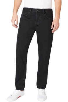 Pepe Jeans London, Blugi relaxed fit cu talie medie, Negru Pepe Jeans London, Blugi relaxed fit cu talie medie, Negru