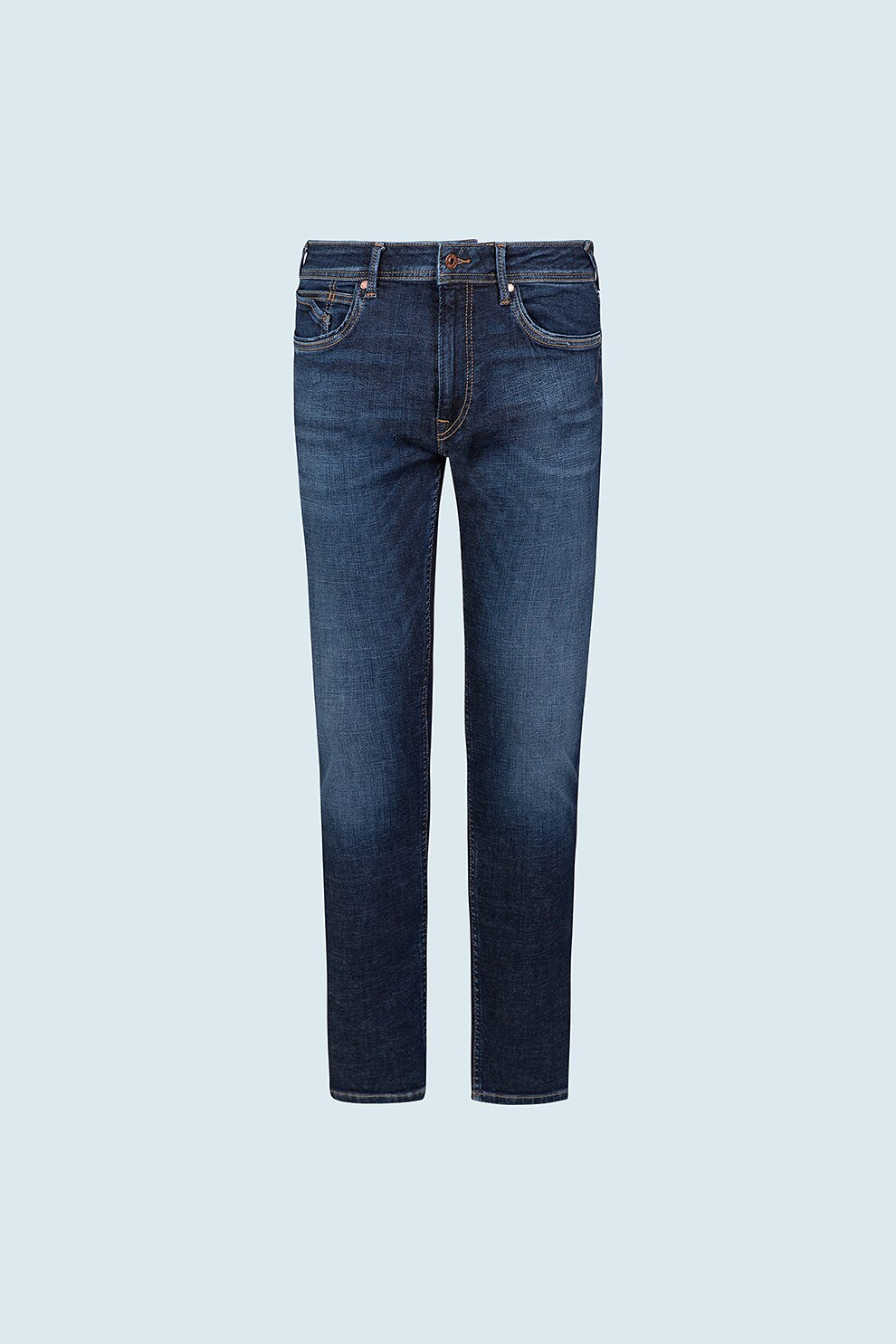 Pepe Jeans London, Blugi cu aspect decolorat, Bleumarin/Alb