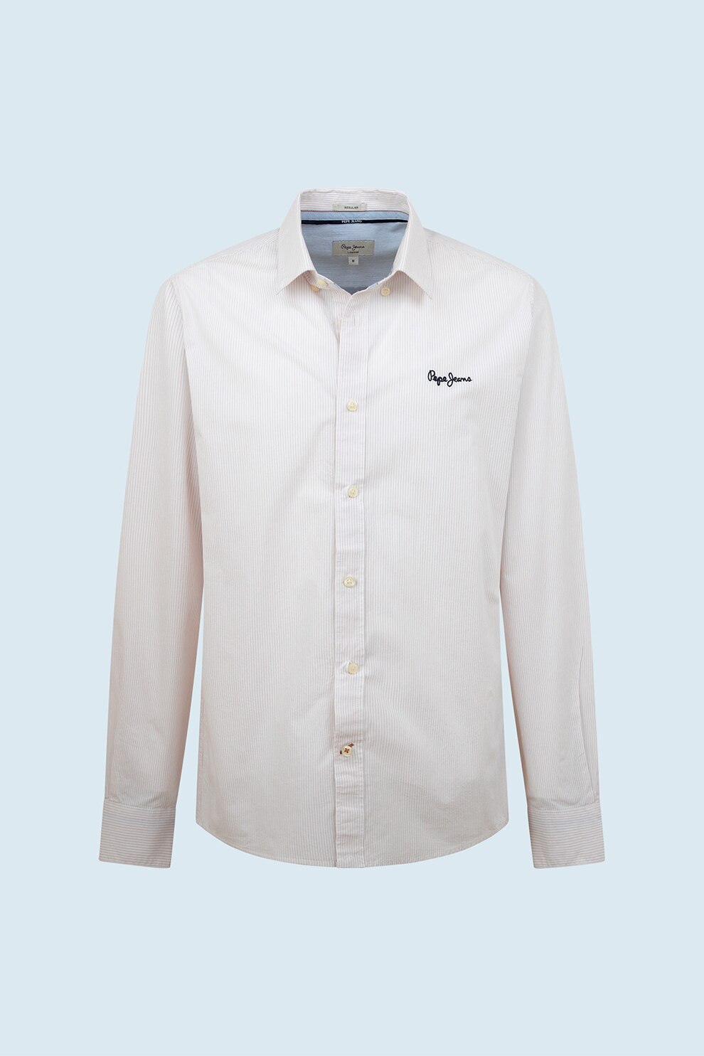 Pepe Jeans London, Camasa regular fit in dungi, Alb/Roz pal, M