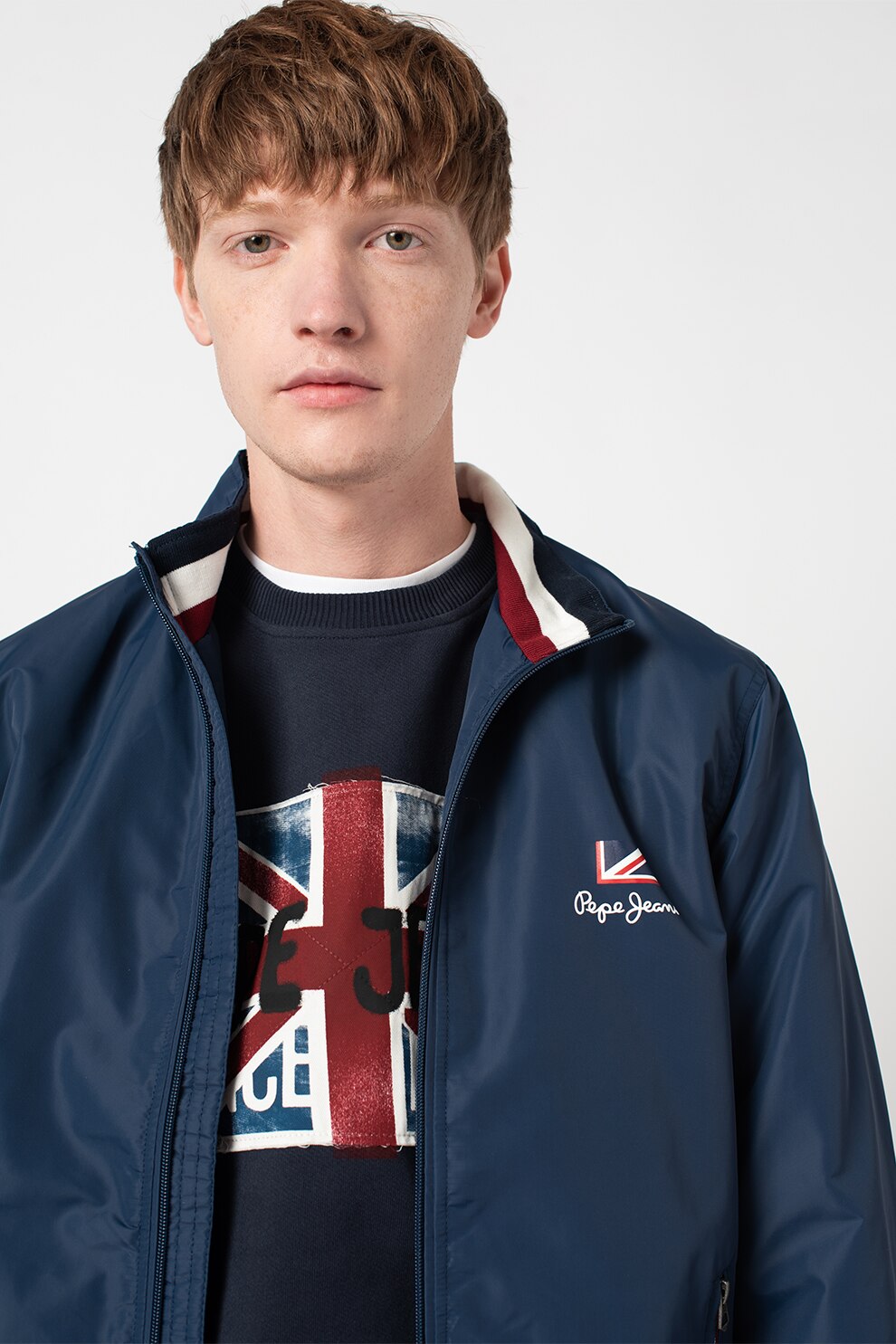 Pepe Jeans London, Jacheta bomber cu fermoar Theodore, Bleumarin