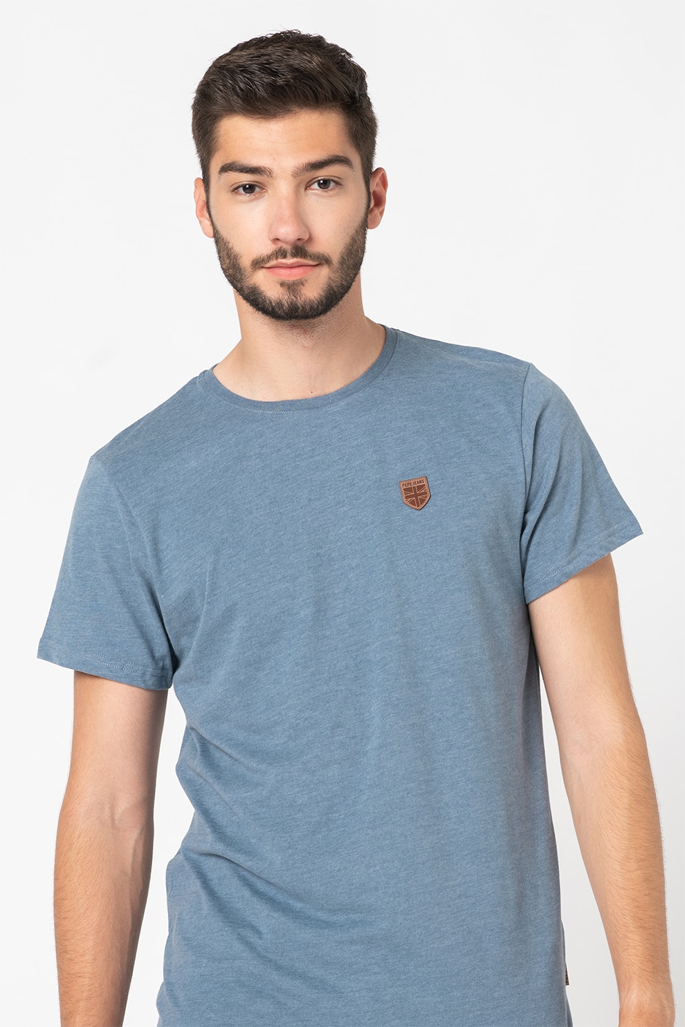 Pepe Jeans London, Tricou din amestec de bumbac Gavin, Albastru melange