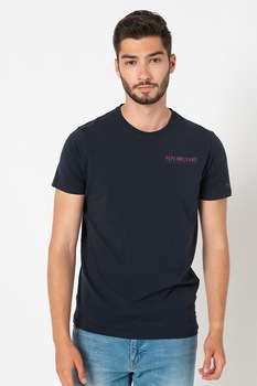 Pepe Jeans London, Tricou cu decolteu la baza gatului Ramon, Albastru inchis Pepe Jeans London, Tricou cu decolteu la baza gatului Ramon, Albastru inchis