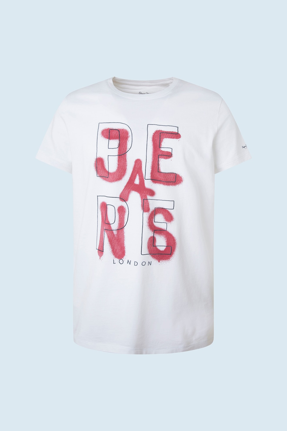 Pepe Jeans London, Tricou de bumbac cu logo, Alb/Corai