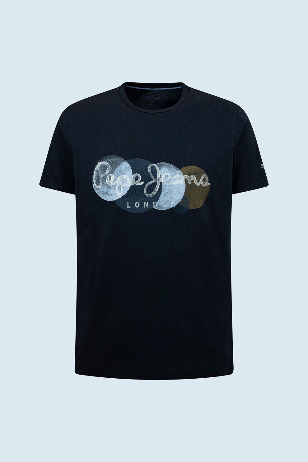 Pepe Jeans London, Tricou de bumbac cu logo, Bleumarin inchis/Bleu/Verde militar