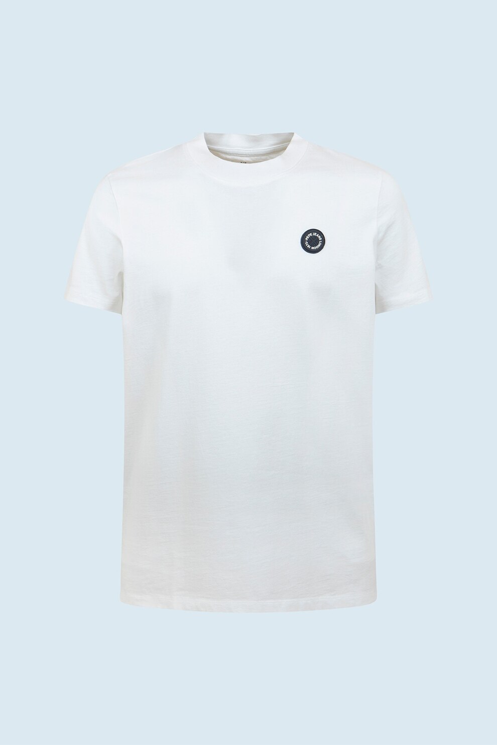 Pepe Jeans London, Tricou de bumbac cu logo pe piept Wallace, Alb optic