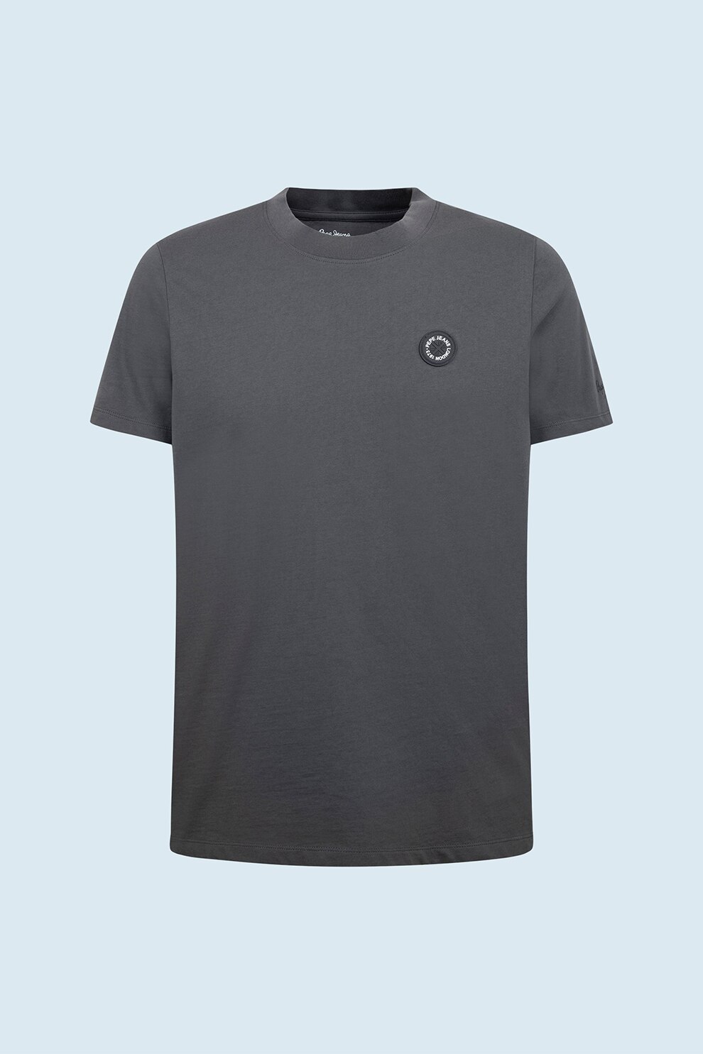 Pepe Jeans London, Tricou de bumbac cu logo pe piept Wallace, Gri inchis
