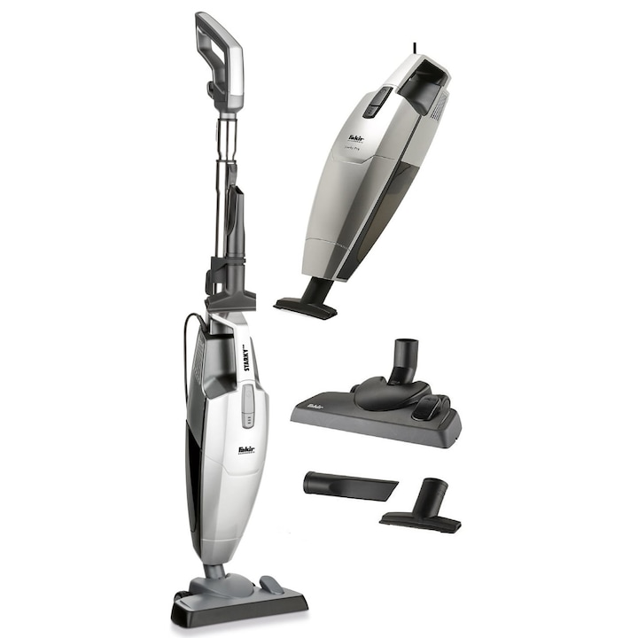 Aspirator multifunctional Fakir Starky PRO 2 in 1 vertical si de mana, 1.2l, 700 W, filtru EPA, argintiu/negru