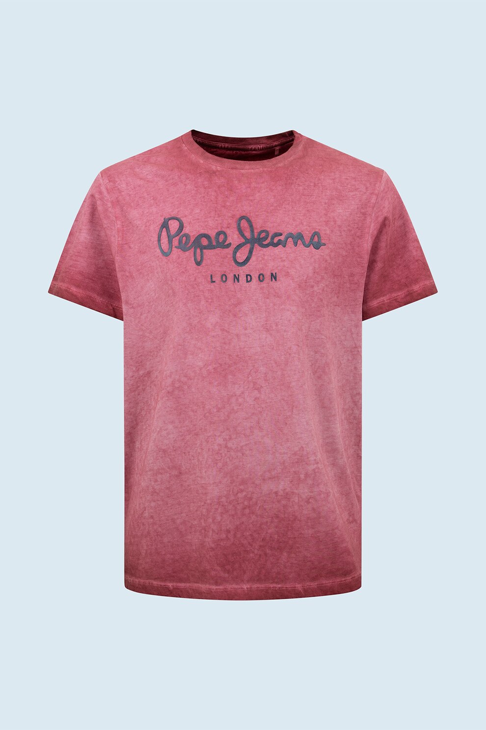 Pepe Jeans London, Tricou cu aspect tie-dye, Rosu melange