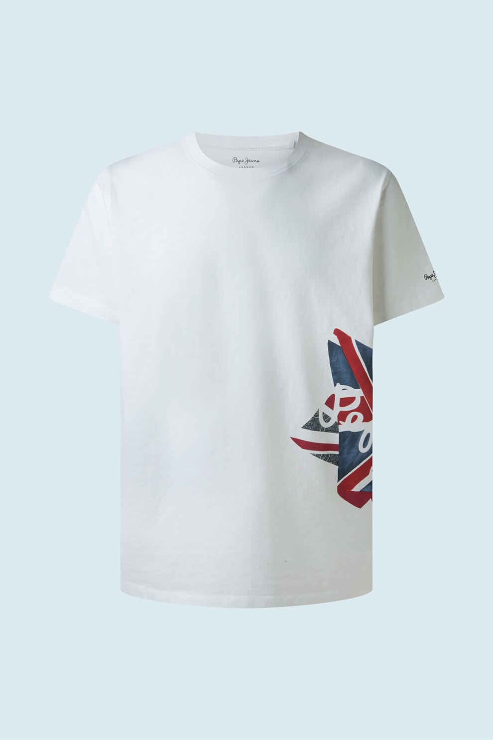 Pepe Jeans London, Tricou de bumbac cu imprimeu logo, Alb optic