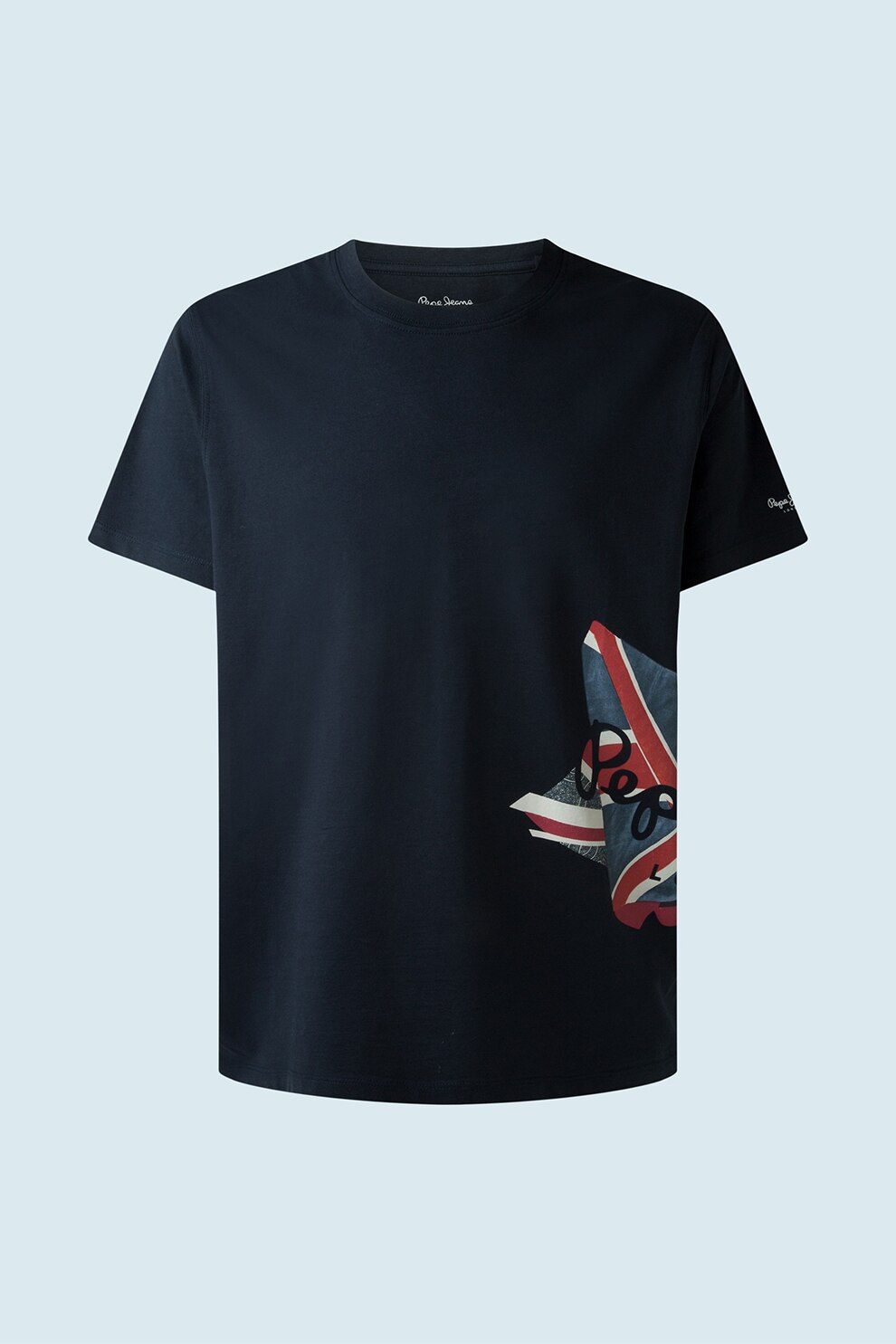 Pepe Jeans London, Tricou de bumbac cu imprimeu logo, Bleumarin inchis