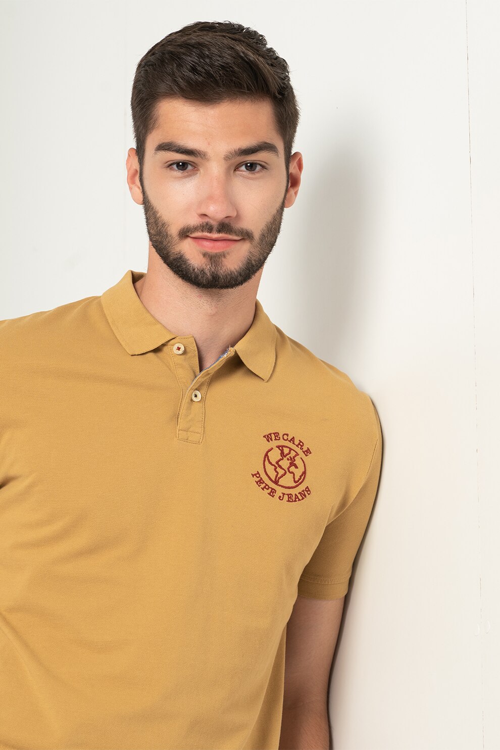 Pepe Jeans London, Tricou polo de bumbac Darryl, Galben mustar
