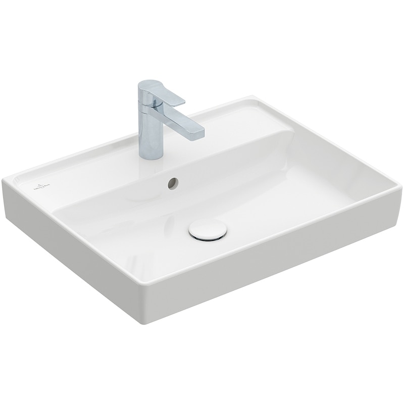 Lavoar cu orificiu baterie si preaplin, Villeroy & Boch, Collaro, 60x47cm, Alb