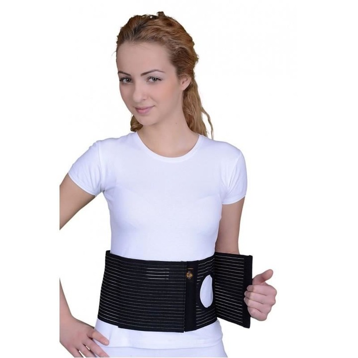 Orteza lombosacrala - lombostat - centura abdominala 16 cm bej pentru colostomie, S