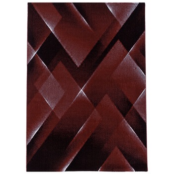 Covor Modern & Geometric Madeley, Rosu/Negru/Alb 80x150, C04-205609
