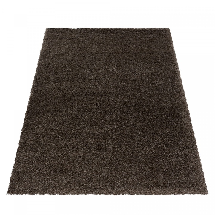 Covor Shaggy, Ayyildiz, Fluffy, 60x110 cm, Material Polipropilen Shaggy Super Soft, Grosime 50 mm, Greutate 1.950 g/m², Certificat Oeko-Tex Standard 100, Pentru Dormitor, Living, Camera De Copil, Dreptunghiular, Maro