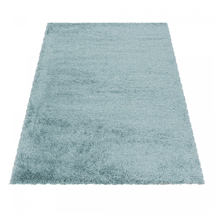 Covor Shaggy, Ayyildiz, Fluffy Super Soft, 80x150 cm, Polipropilena, Unicolor, 1 950 g/m², Dreptunghiular, Oeko-Tex Standard 100, Moale La Atingere, Pentru Interior, Albastru