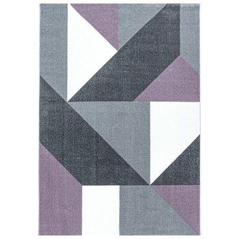 Covor Modern & Geometric Gawler, Mov/Alb/Gri 160x230, C02-206421 Covor Modern & Geometric Gawler, Mov/Alb/Gri 160x230, C02-206421