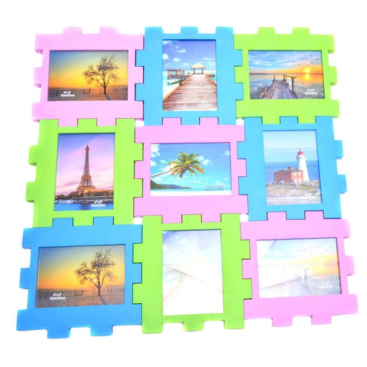 Рамка за снимки Giftshop GS-74317, PVC, бяла/синя/розова