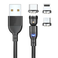 cablu de incarcare si transfer de date 3 in 1 lungime 1m 3atanat  premium incarcare rapida 540 grade gamingpentru telefon  tableta ios si android  conector usb conector usb-clightningmicro fast-charge negru imagen 46_0_
0