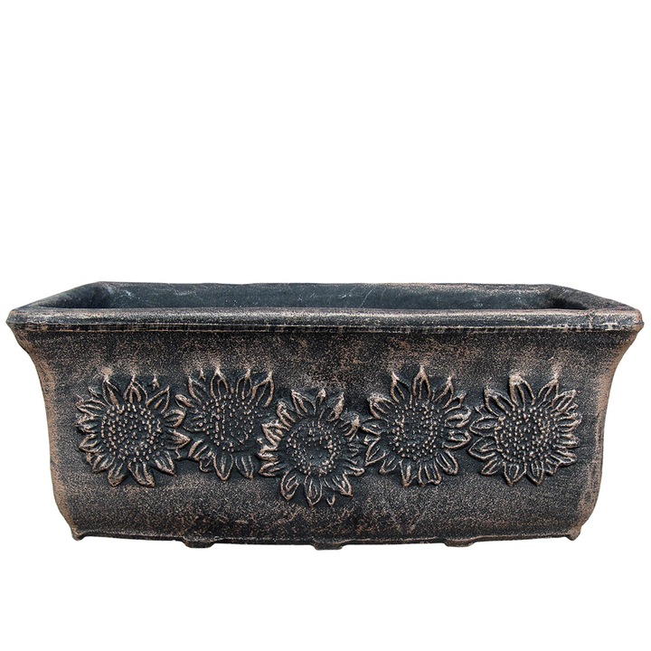 Jardiniera clasic vintage iGarden, imitatie piatra, model PLANIKA S, 38.5 (cm), bronz