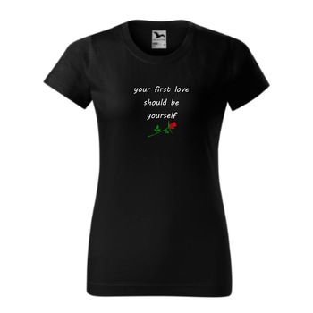 Tricou basic femei personalizat, Adler, bumbac, negru L Iubeste-te
