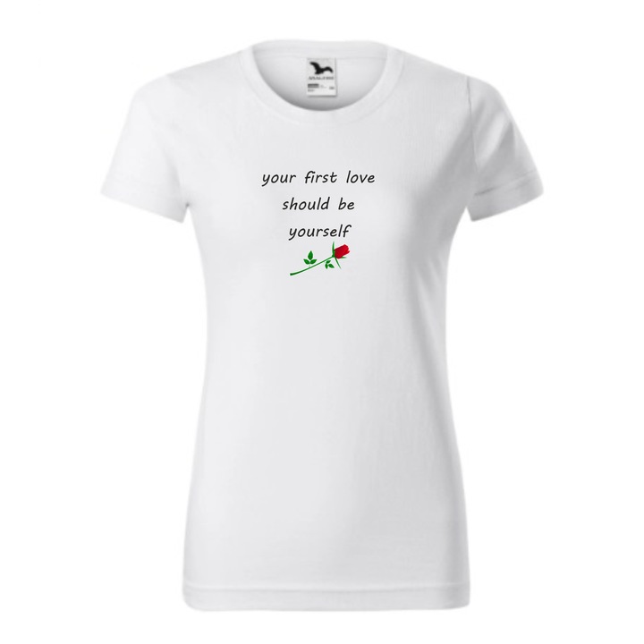 Tricou basic femei personalizat, Adler, bumbac, alb , S Iubeste-te