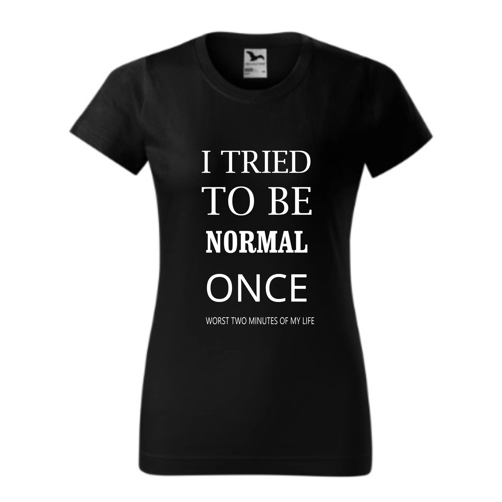 Tricou basic femei personalizat, Adler, bumbac, negru M I tried to be normal