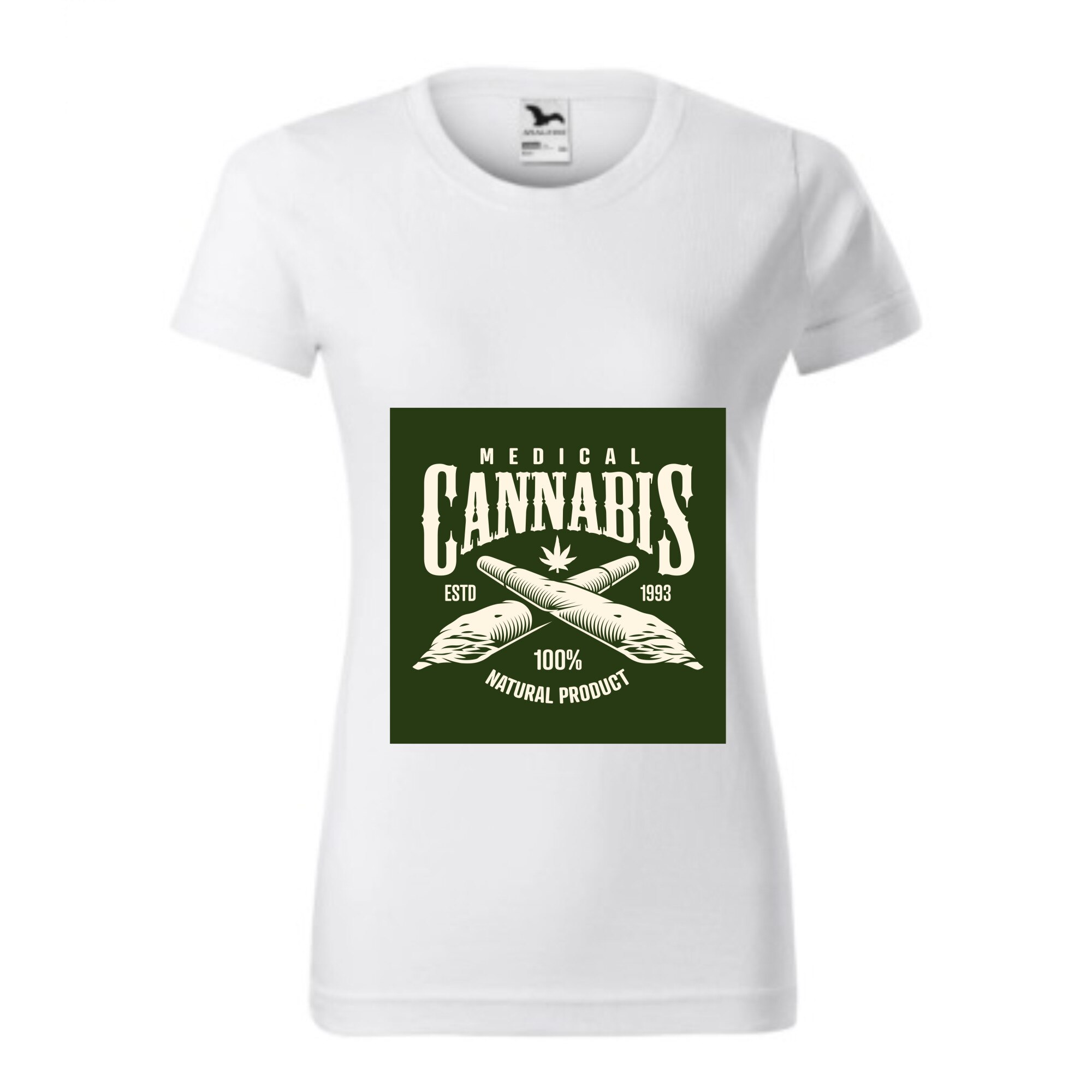 Tricou basic femei personalizat, Adler, bumbac, alb M Cannabis