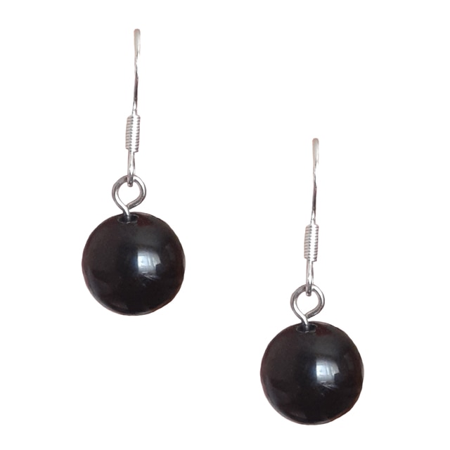 Cercei dama, negri/argintii, 3.1 cm lungime