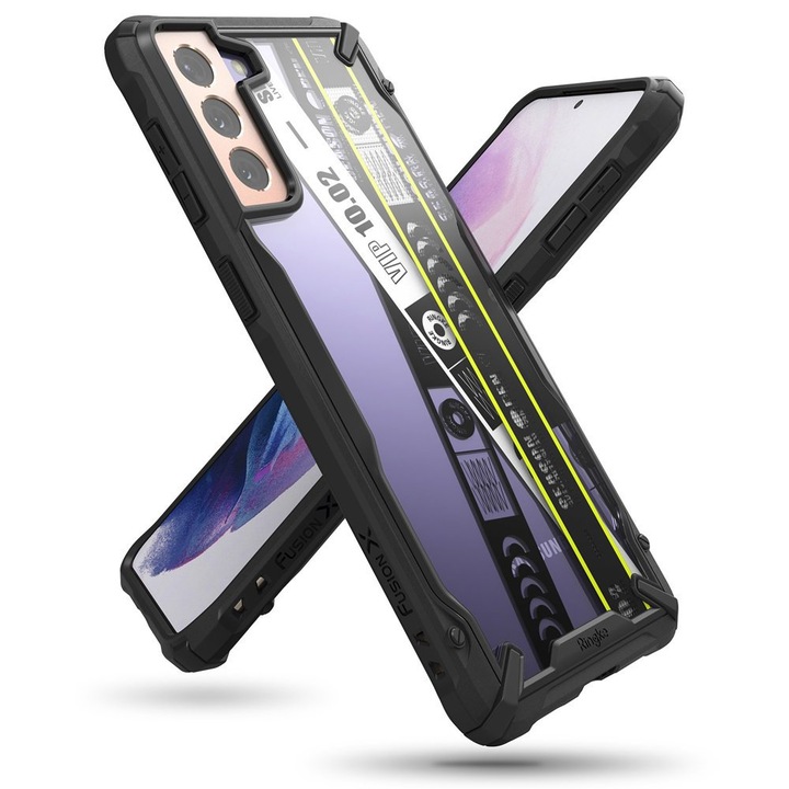 Калъф за телефон Ringke Fusion X Design Durable PC за Samsung Galaxy S21 Plus 5G, черен (XDSG0052)