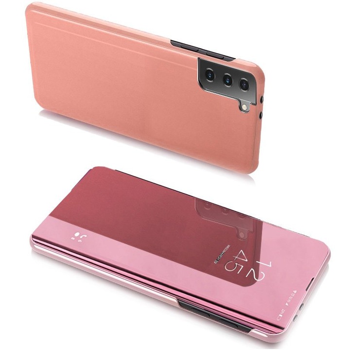 Калъф за телефон Clear View за Samsung Galaxy S21 Ultra 5G, розов