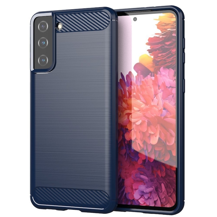 Carcasa Flexible Carbon compatibila cu Samsung Galaxy S21 Plus Blue