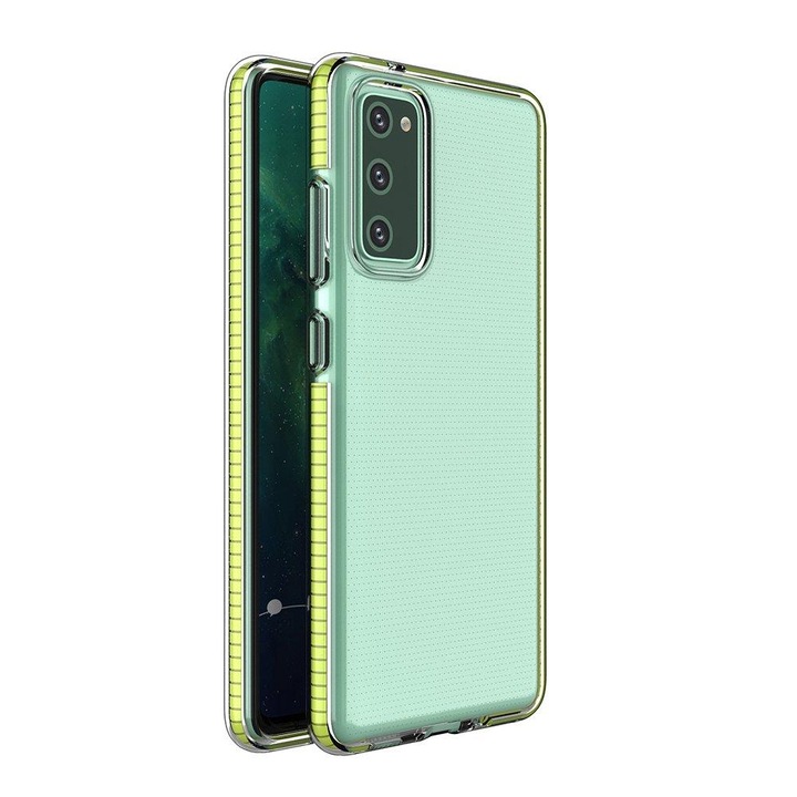 Калъф за телефон Spring Case TPU с цветна рамка за Samsung Galaxy S21 Ultra 5G, жълт