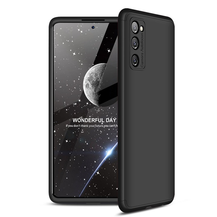 Капак AZIAO 360° за Samsung Galaxy S21 FE, супер тънък калъф, интелигентен дизайн, пълна защита, капак на екрана, включено фолио, комплект всичко в едно, черен