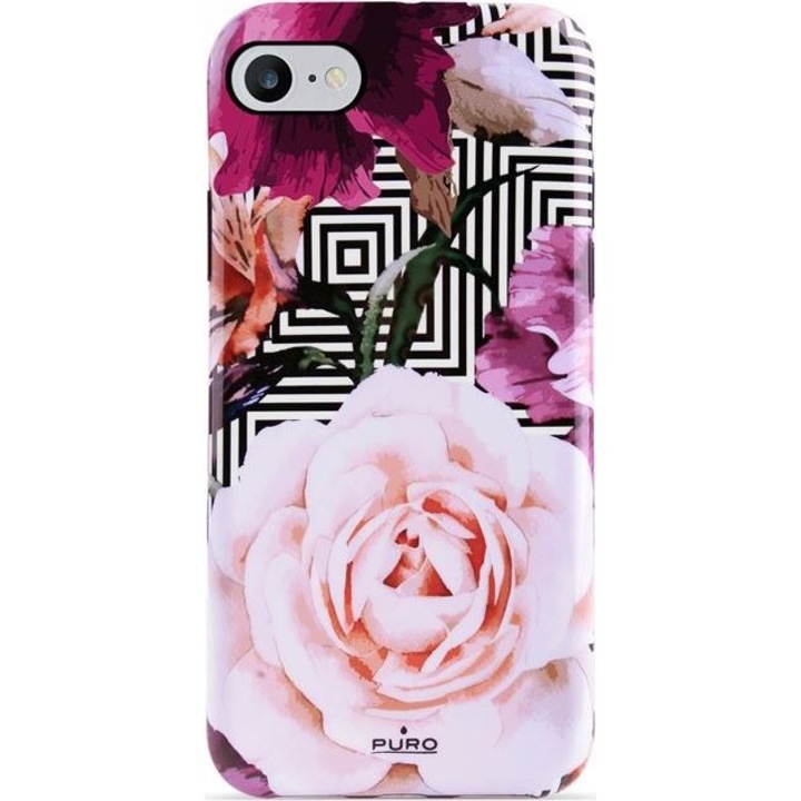 Калъф за телефон PURO Glam Geo Flowers за Apple iPhone SE 2020/8/7/6s, розов