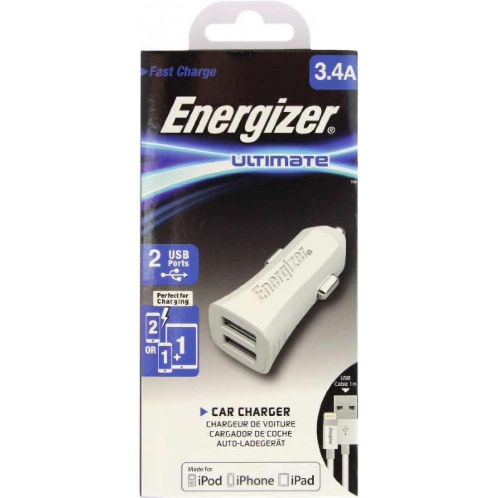 Energizer autós töltő, Lightning kábel, 3.4A, 2 x USB, Fehér Vásárlás: Energizer autós töltő, 3, 4A, 2 USB, Type C