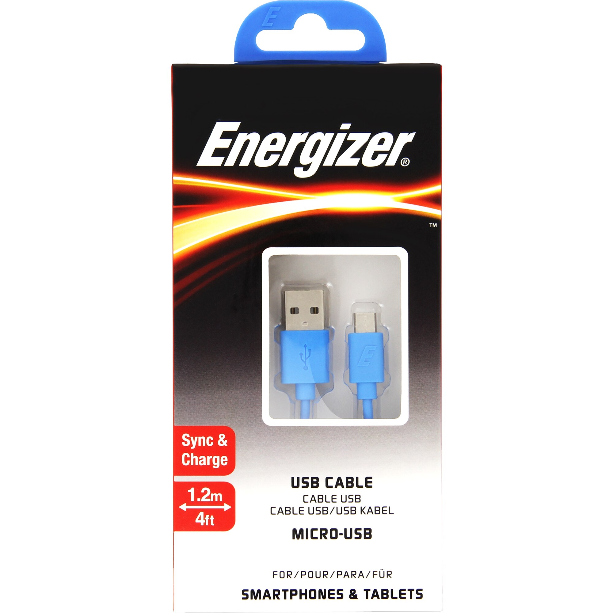 Cablu de Date microUSB Energizer, Albastru, 1,2m