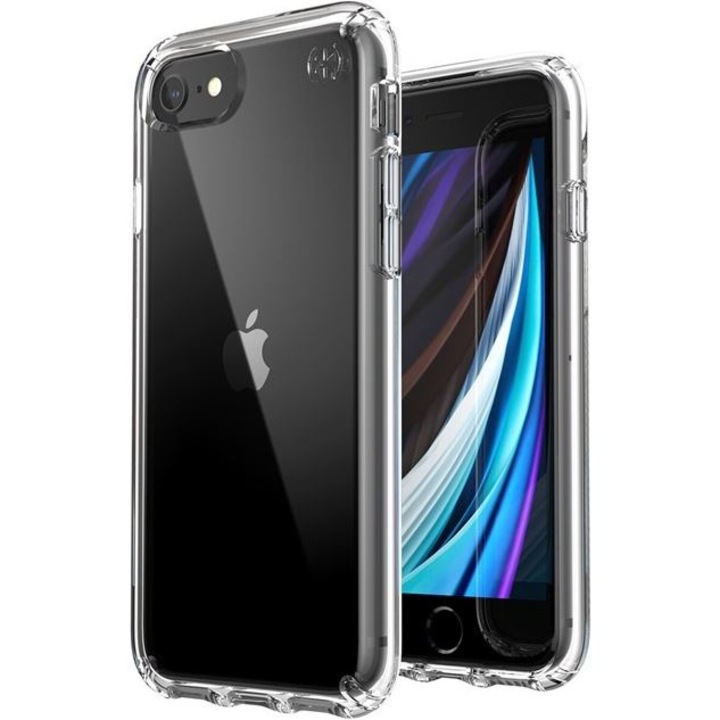 Калъф за телефон Speck Presidio Perfect-Clear за iPhone SE 2020 / 8 / 7, с MicroBan слой, прозрачен