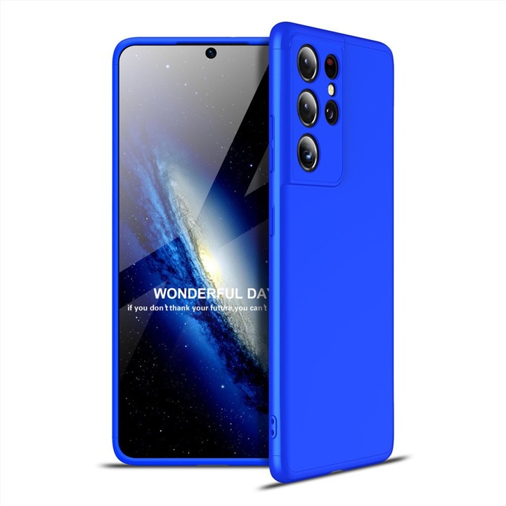 Samsung Galaxy S21 Ultra GKK 360 Protection - 3 részes műanyag hátlap tok, Kék