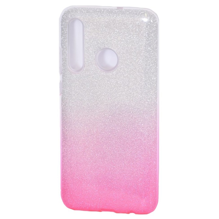 Honor 20 Lite ezüst-pink csillogós szilikon telefontok