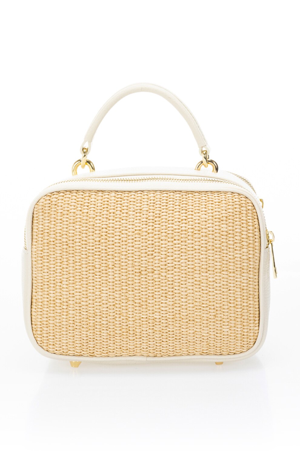 Krole, Geanta crossbody cu detalii tesute, Bej/Alb prafuit
