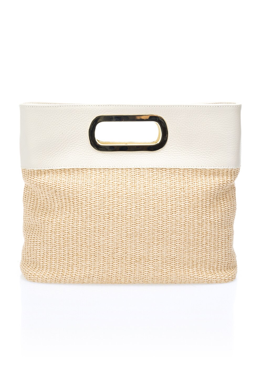 Krole, Geanta shopper cu maner rigid Weaved, Bej/Alb prafuit