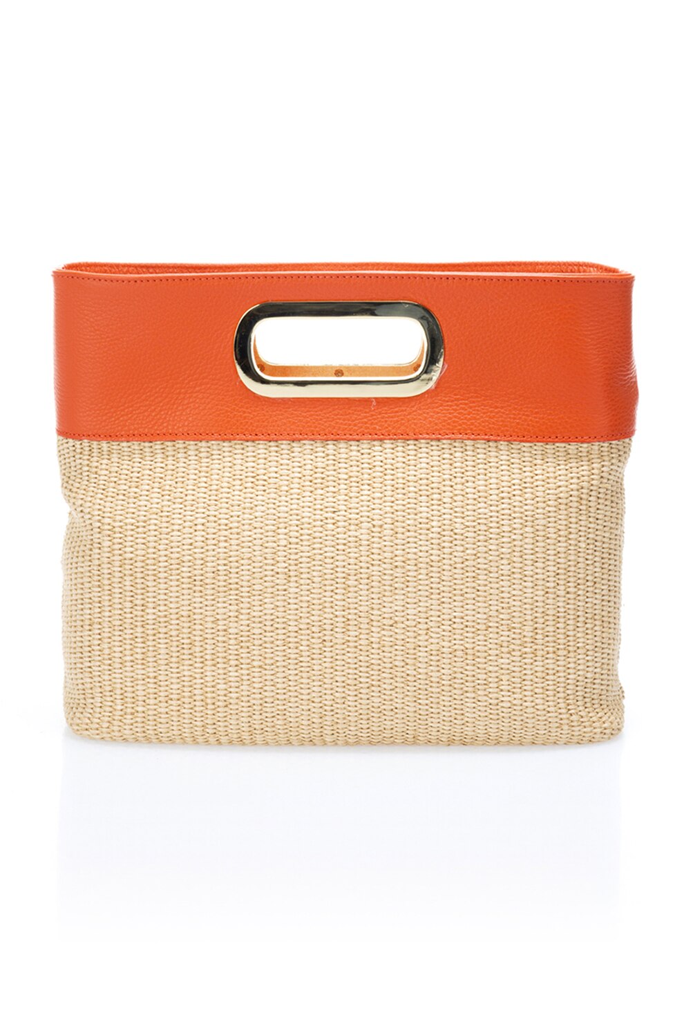 Krole, Geanta shopper cu maner rigid Weaved, Oranj mandarina/Bej