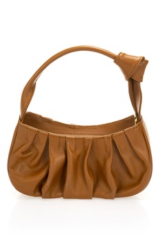 Krole, Geanta crossbody de piele cu bareta lant, Maro caramel Krole, Geanta crossbody de piele cu bareta lant, Maro caramel