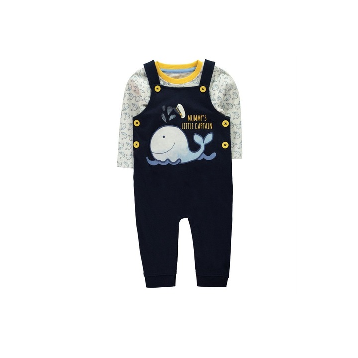 Детски гащеризон Character 2PCS Jersey, памучен, комплект, Тъмносин, 3-6 Месеца