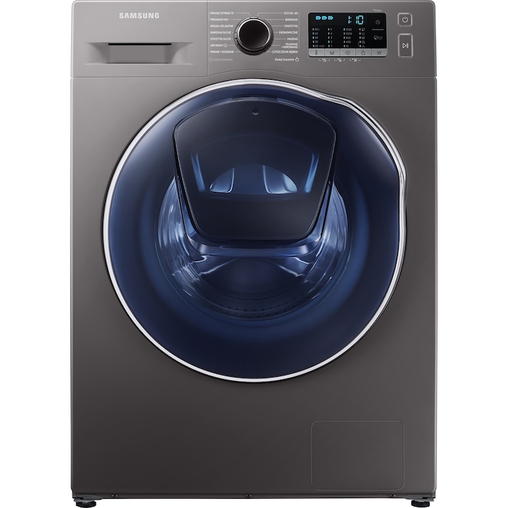 Masina de spalat rufe cu uscator Samsung Slim WD8NK52E0ZX/LE, 8 kg spalare, 5 kg uscare, 1200 rpm, Clasa C, Motor Digital Inverter, Eco Bubble, Air Wash, Add Wash, Steam, Inox