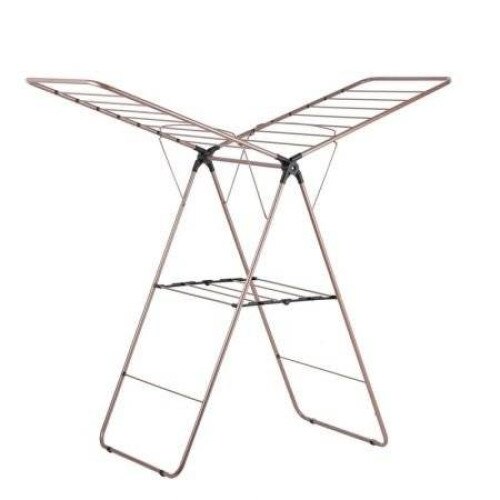 Uscator de haine cu 2 suporturi Tower T873006RGB, pliabil, culoare rose gold cu negru