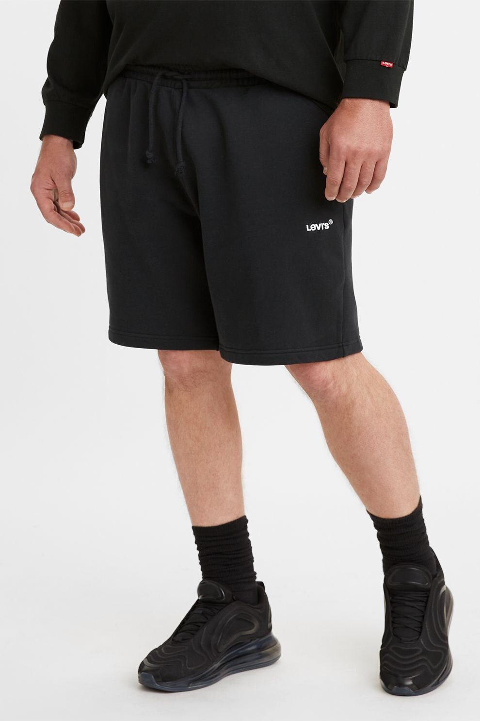 Levi's, Pantaloni scurti cu snur in talie, Negru