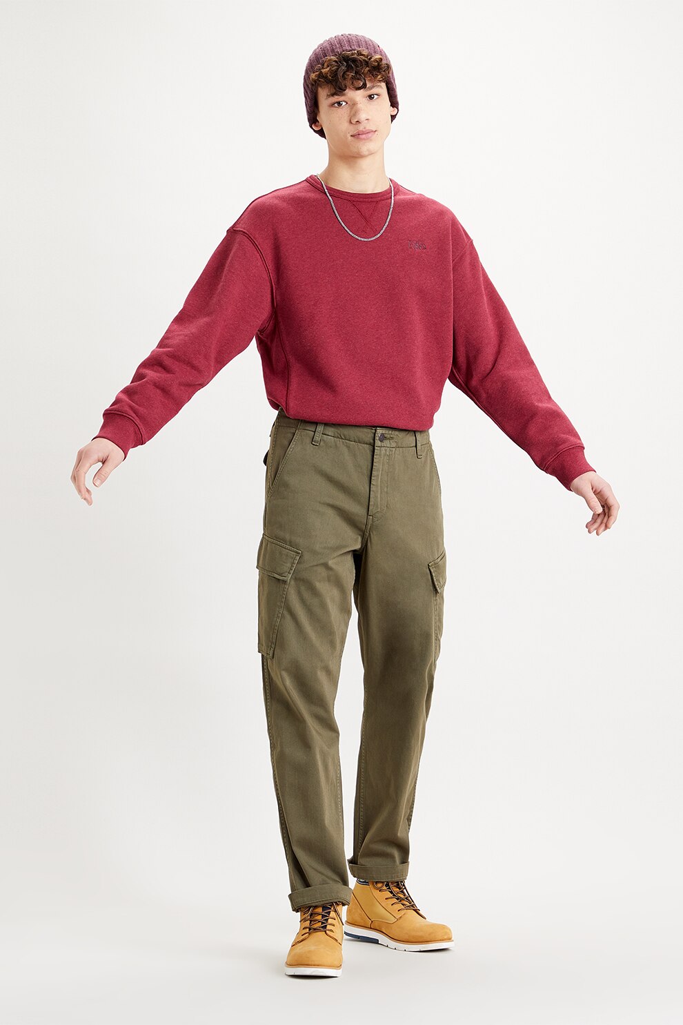 Levi's, Pantaloni cargo relaxed fit cu croiala conica, Cafeniu