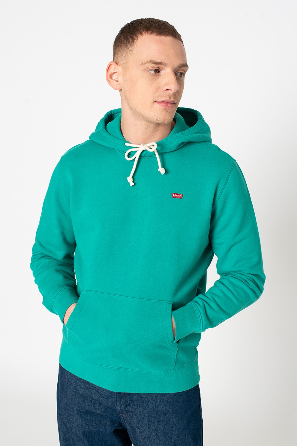 Levi's, Hanorac cu maneci cazute si buzunar kangaroo, Verde